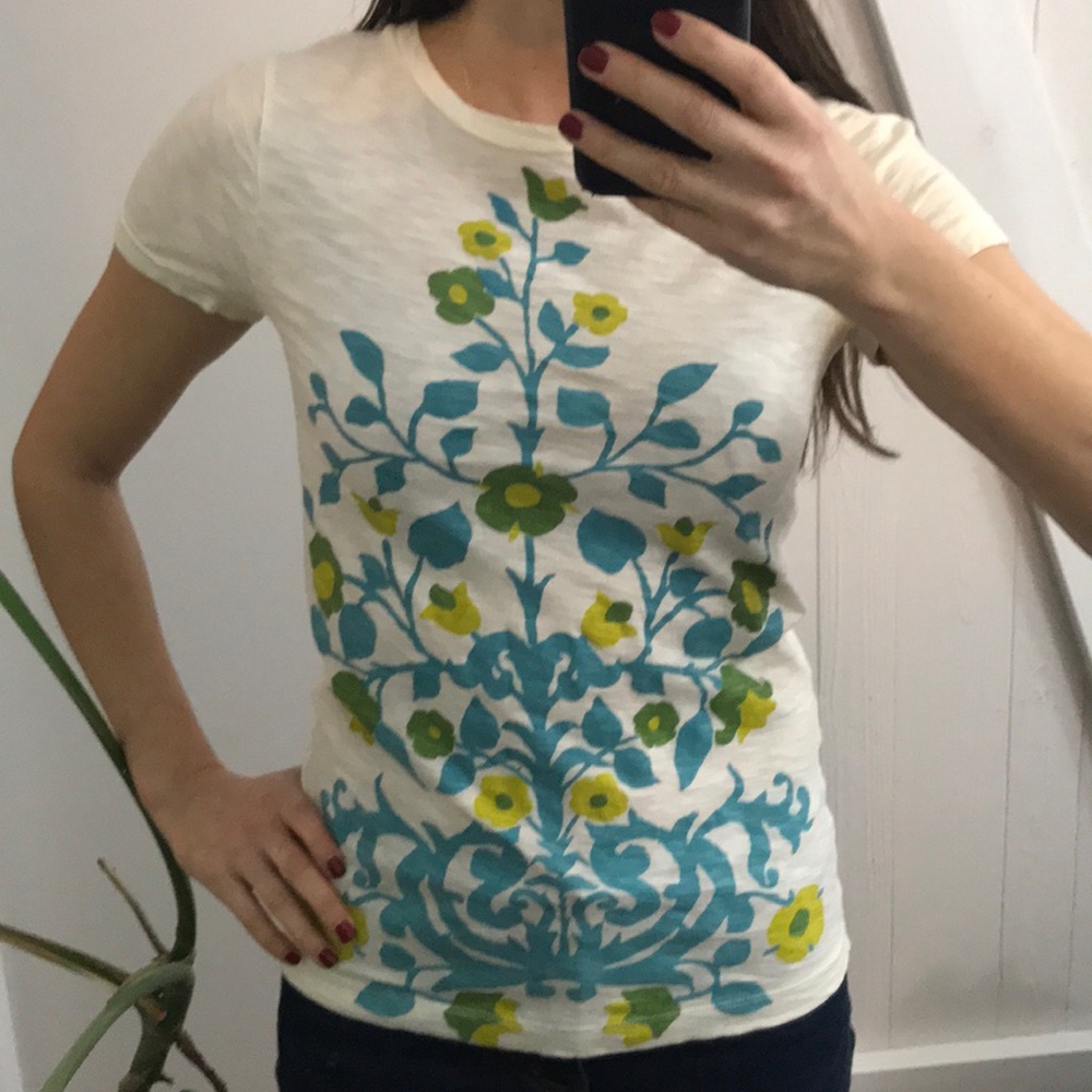 J crew tee graphic floral 60s 70s vintage  pattern